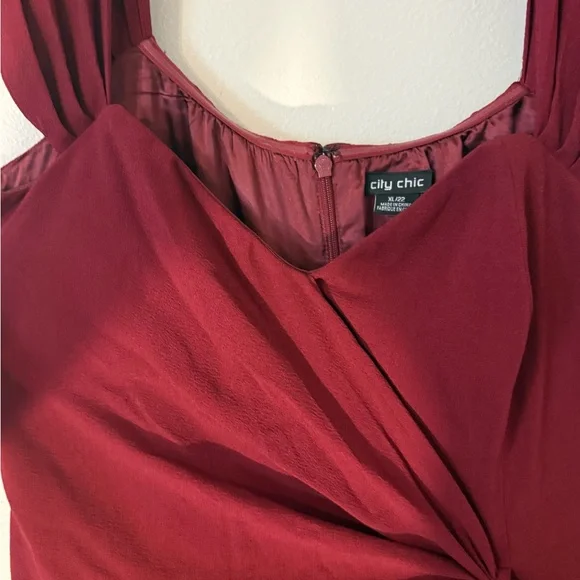 City Chic Deep Red jumpsuit - Picture 4 of 9